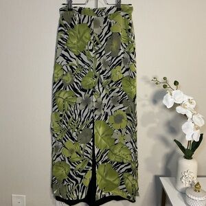 Cache’ Green and Black Leaf Print pants
